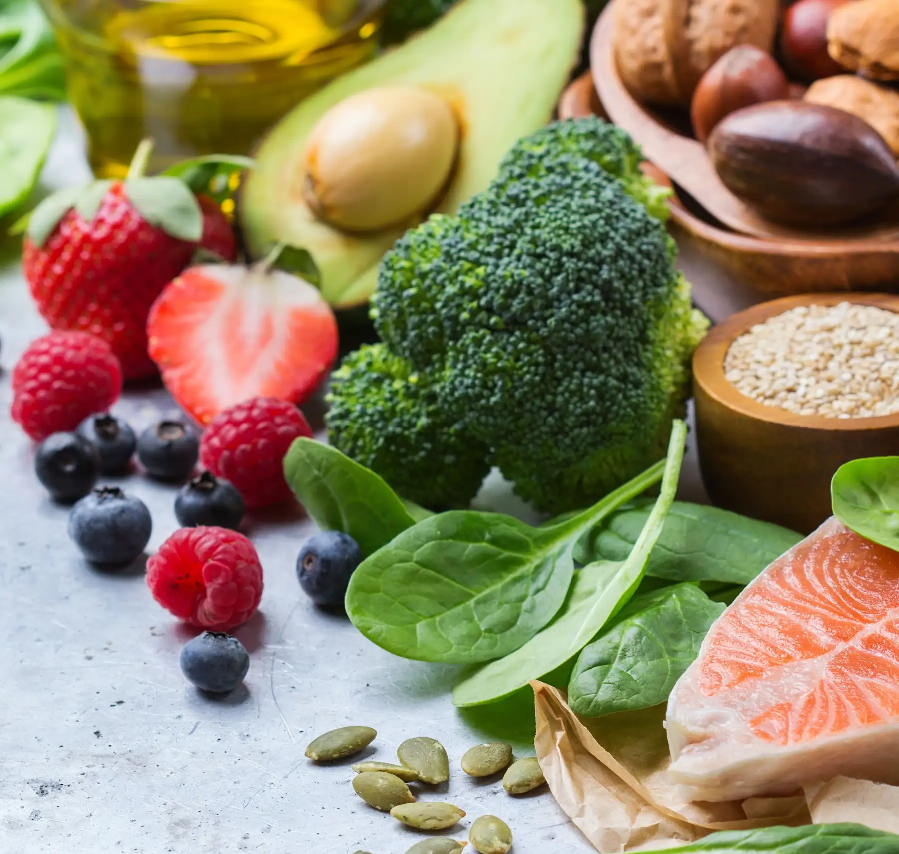 arrangement of healthy foods